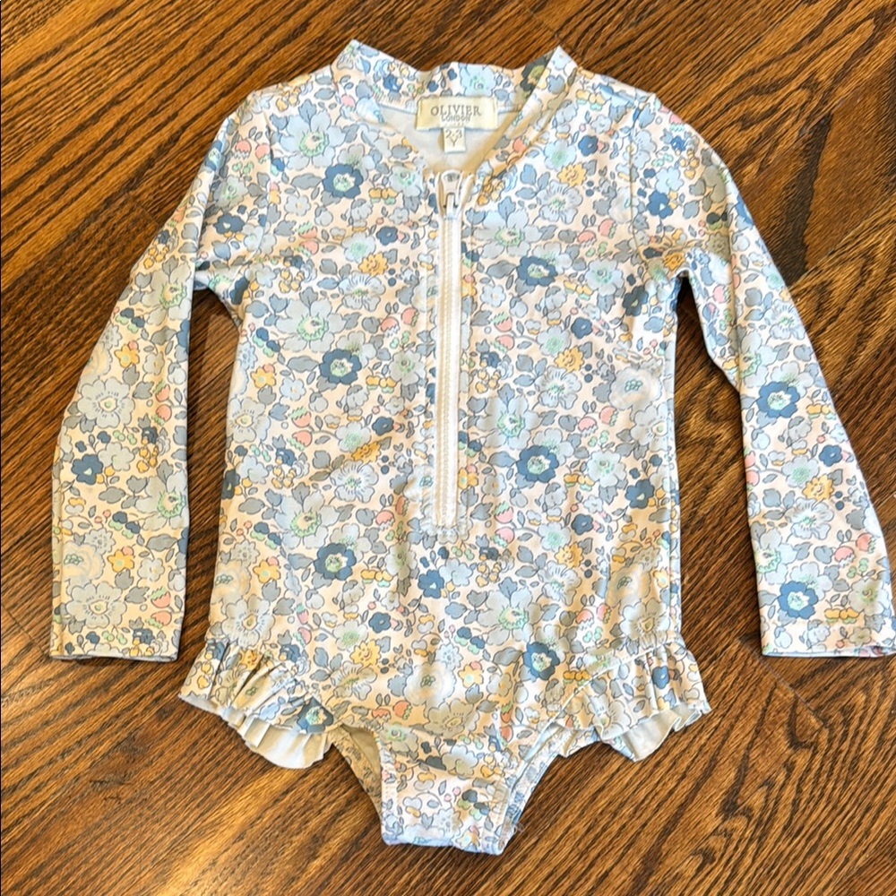 Liberty print girls One Piece rash guard swimsuit